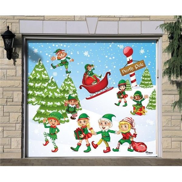My Door Decor My Door Decor 285903XMAS-026 7 x 8 ft. North Pole Elves Christmas Door Mural Sign Car Garage Banner Decor; Multi Color 285903XMAS-026